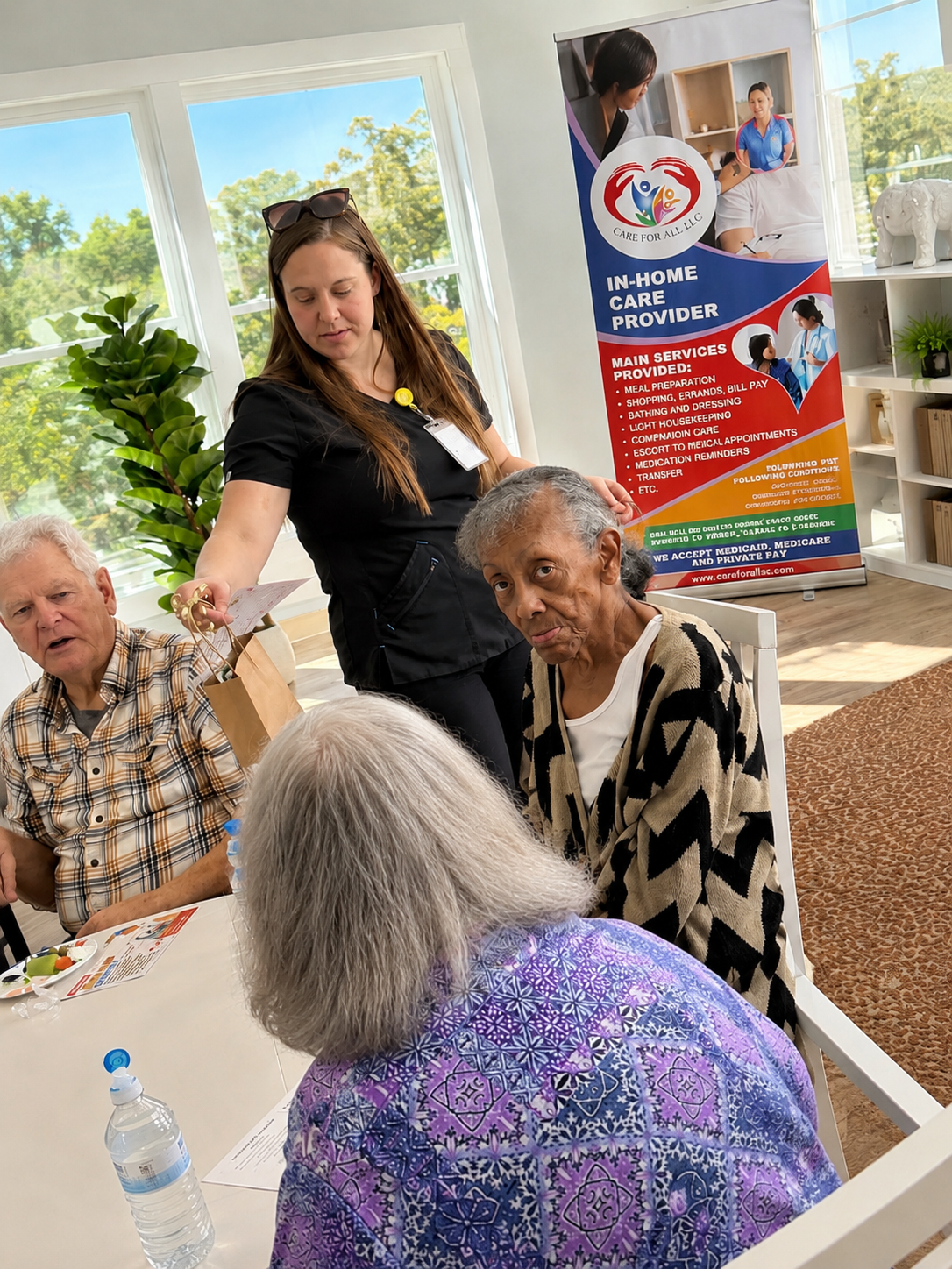 Caregiver supporting senior client at home